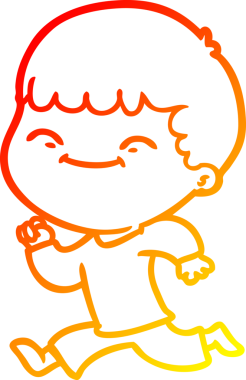 Bir insan tarafından çizilen mutlu bir çocuğun sıcak çizgi çizimi.