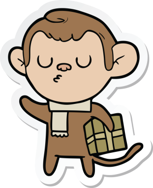 Bir insan tarafından çizilmiş sakin bir maymunun çıkartması