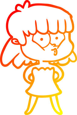 Bir insan tarafından çizilmiş, çizgi film karakteri ıslık çalan bir kız çizimi