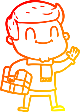 Bir insan tarafından çizilmiş, karikatür dostu bir adamın sıcak çizgi çizimi.