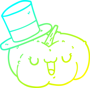 Bir insanın çizdiği şapkayı takan bir balkabağı çizimi.