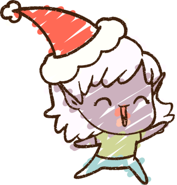 Bir insan tarafından çizilen Noel Elf Tebeşiri