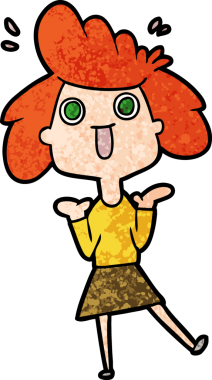 Bir insan tarafından çizilmiş heyecanlı bir karikatür.