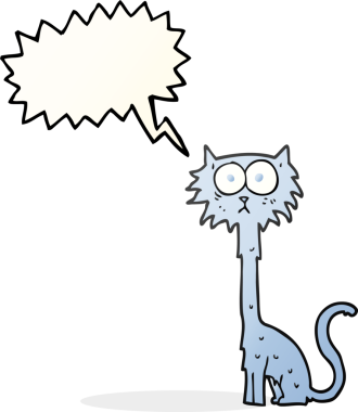 Bir insan tarafından çizilmiş serbest konuşma balonu çizgi film kedisi