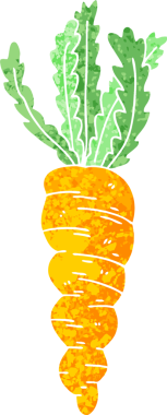 Bir insan tarafından çizilmiş tuhaf bir karikatür havucu.