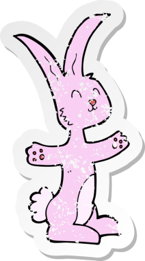 Bir insan tarafından çizilmiş karikatür tavşanın gerilmiş yapıştırması.