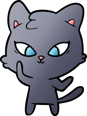 Bir insan tarafından çizilmiş sevimli çizgi film kedisi.