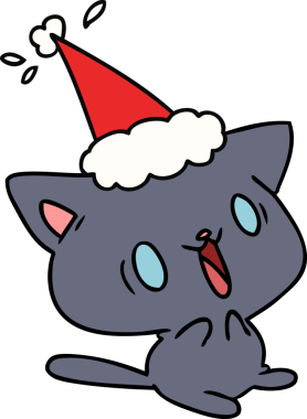 Bir insan tarafından çizilmiş kawaii kedisinin el çizimi karikatürü.