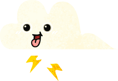 Bir insan tarafından çizilmiş bir fırtına bulutunun retro çizim tarzı karikatürü