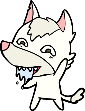 Bir insan tarafından çizilmiş aç kurt çizgi filmi.