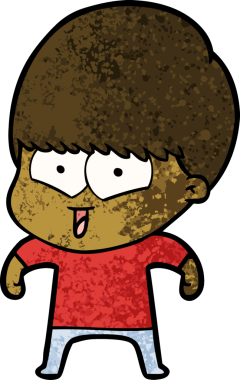 Bir insan tarafından çizilmiş mutlu çocuk çizgi filmi.