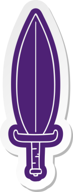 Bir insan tarafından çizilmiş sihirli bir yaprak bıçağının çizgi film etiketi.