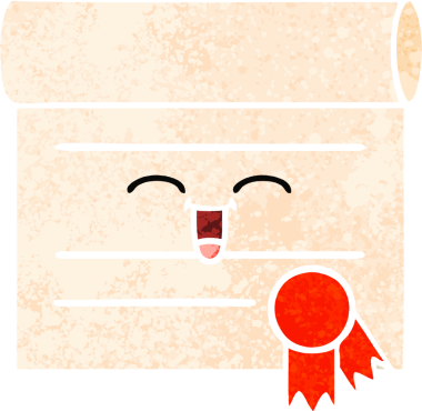 Bir insan tarafından çizilmiş bir sertifikanın retro illüstrasyon tarzı karikatürü