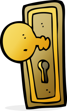 Bir insan tarafından çizilmiş karikatür kapı kolu.