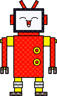 bir insan tarafından çizilmiş bir robotun çizgi roman tarzı