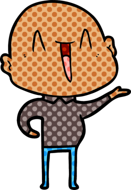 Bir insan tarafından çizilmiş mutlu, kel adam.