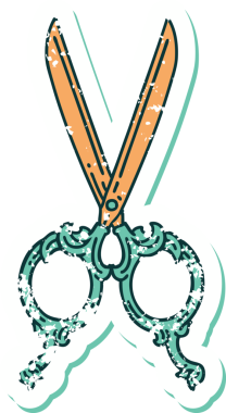 Bir insan tarafından çizilmiş berber makasının sembolik dövmeli görüntüsü