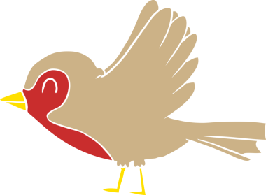 Düz renkli çizgi film Robin bir insan tarafından çizildi.