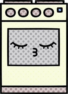 Bir insan tarafından çizilmiş mutfak fırınının çizgi romanı.