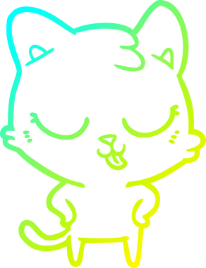 Bir insan tarafından çizilen çizgi film kedisinin soğuk gradyan çizgisi.