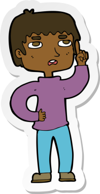 Bir insan tarafından çizilmiş bir karikatür çocuğunun çıkartması.