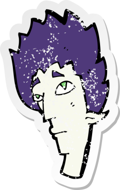 Bir insan tarafından çizilmiş vampir kafasının gerilimli çıkartması.