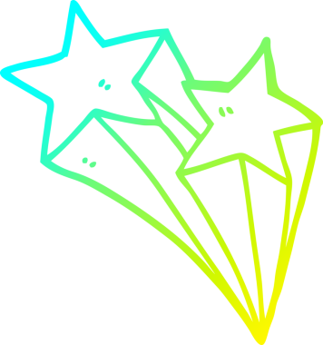 Bir insanın çizdiği kayan yıldızların soğuk çizgi çizimi.