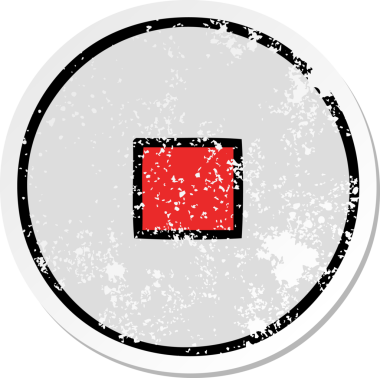 Bir insan tarafından çizilmiş şirin bir çizgi film durdurma düğmesinin sıkıntılı çıkartması.