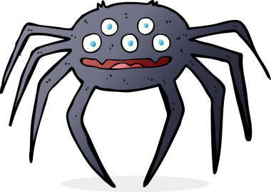 Bir insan tarafından çizilmiş cadılar bayramı örümceği çizgi filmi.