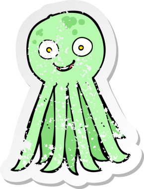 Bir insan tarafından çizilmiş ahtapot çizgi filminin gerilimli yapıştırması.