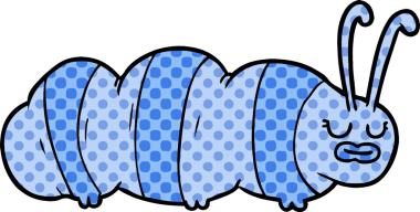 Bir insan tarafından çizilmiş komik çizgi film böceği.