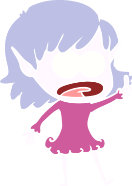 Düz renkli çizgi film bir insan tarafından çizilmiş elf kızı şok etti.