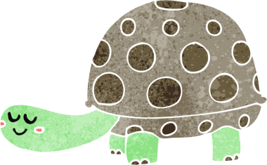 Bir insan tarafından çizilmiş karikatür kaplumbağası.