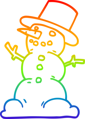 gökkuşağı gradyan çizgi çizimi bir insan tarafından çizilmiş bir kardan adam