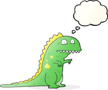 Bir insan tarafından çizilmiş serbest çizim baloncuk karikatür dinozor.