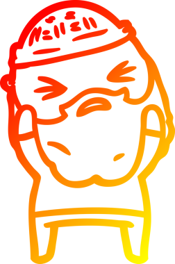 Bir insan tarafından çizilmiş sakallı bir çizgi film karakteri.