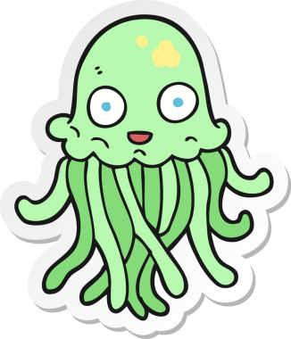 Bir insan tarafından çizilmiş ahtapotun çıkartması.