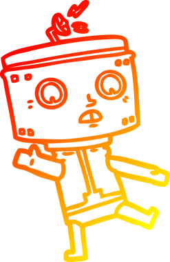 Bir insan tarafından çizilen çizgi film robotunun sıcak çizgi çizimi