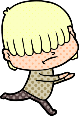 Bir insan tarafından çizilmiş dağınık saçlı çizgi film çocuğu.