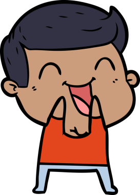 Bir insan tarafından çizilmiş gülen çizgi film adamı.