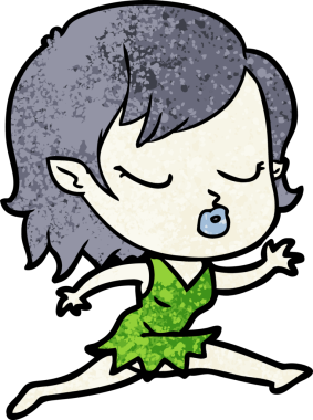 Bir insan tarafından çizilmiş şirin vampir kız çizgi filmi.