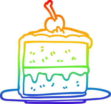 gökkuşağı gradyan çizgi çizimi bir insan tarafından çizilmiş bir pasta dilimi