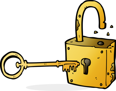 Bir insan tarafından çizilmiş paslı eski asma kilit.