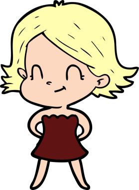 Bir insan tarafından çizilmiş karikatür dostu kız.