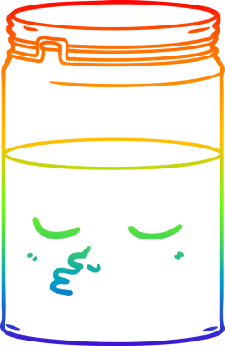 gökkuşağı gradyan çizgi çizimi bir insan tarafından çizilmiş cam bir kavanoz