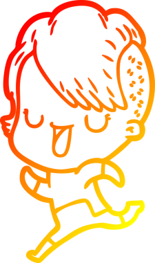 Hipster saç kesimi bir insan tarafından çizilmiş güzel bir çizgi film kızı çizimi.