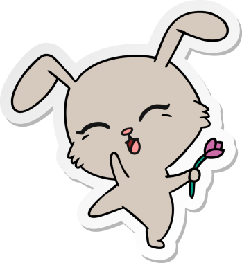 Bir insan tarafından çizilmiş kawai tavşanının serbest sticker karikatürü.