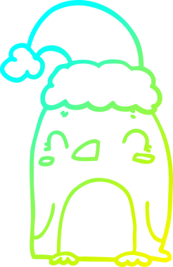 Bir insan tarafından çizilmiş şirin bir noel pengueninin soğuk gradyan çizgisi.