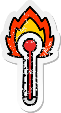 Bir insan tarafından çizilmiş sıcak cam bir karikatür yapıştırması.