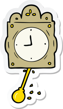 Bir insan tarafından çizilmiş saatli çizgi film etiketi.